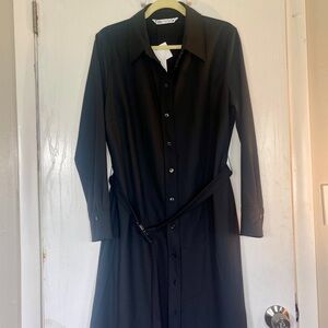 Black shirt dress with belt